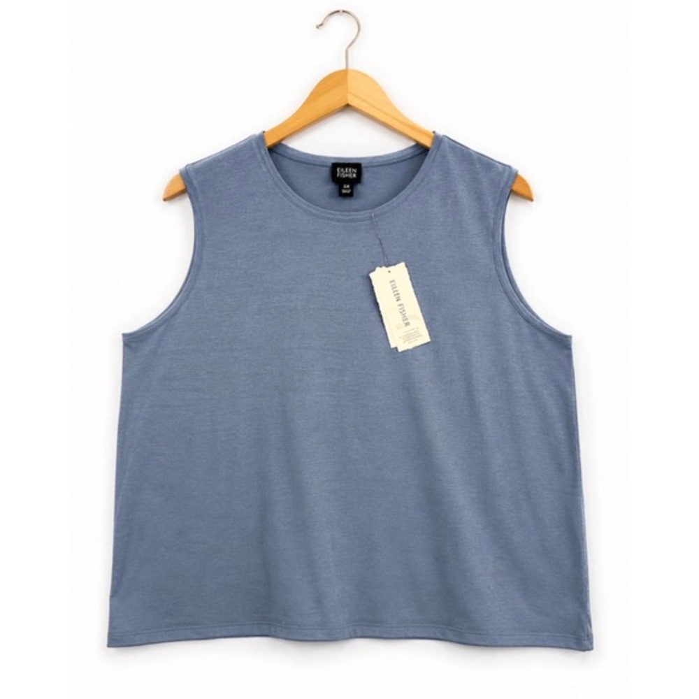Eileen Fisher Sleeveless Merino Wool Tank Top Blue Capsule Minimalist Staple 2X